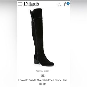 Over the knee block heel suede black boots Gianni Bini